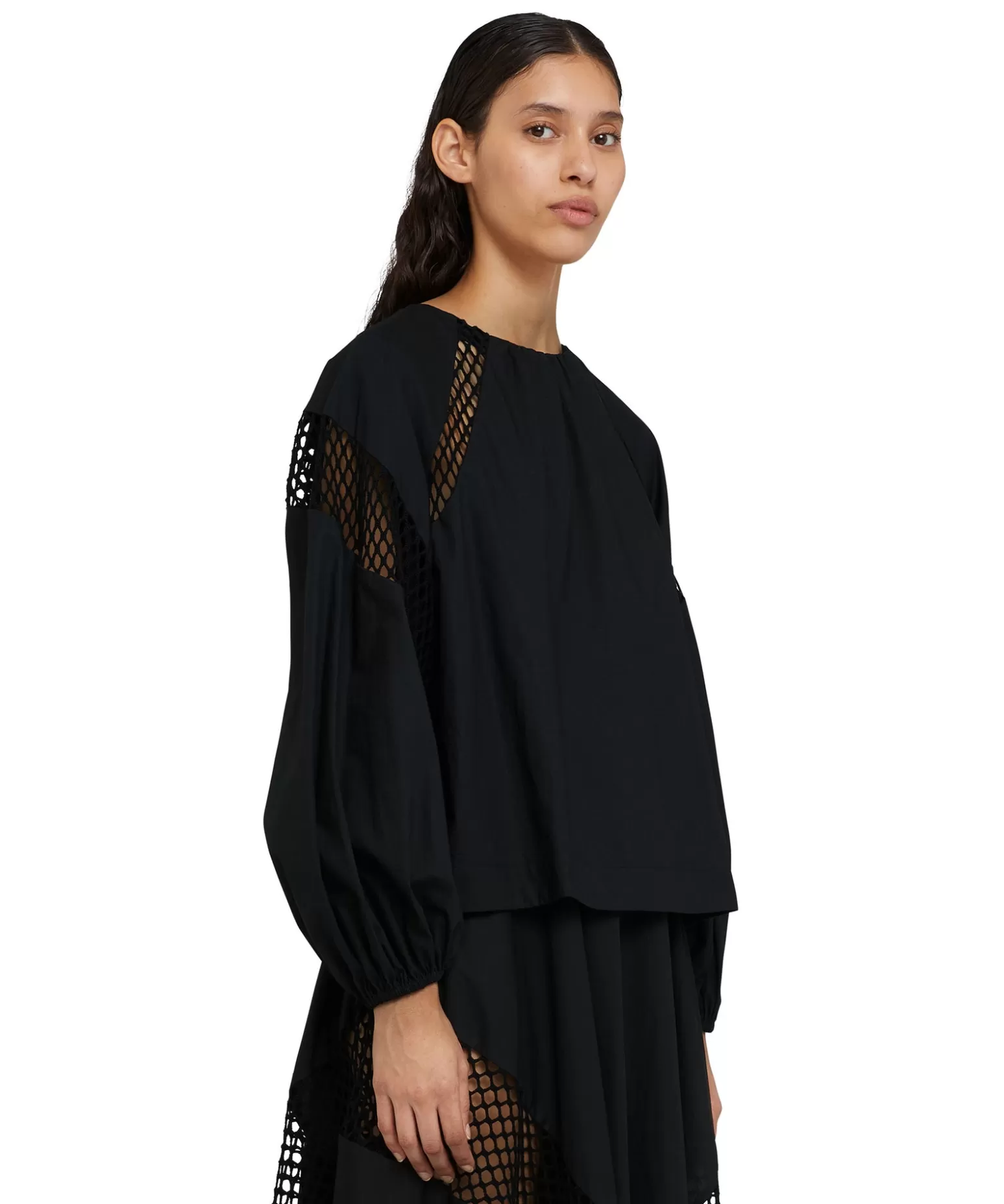 Donna MSGM Blusa In Cotone Popeline Sartoriale Con Dettagli A Rete