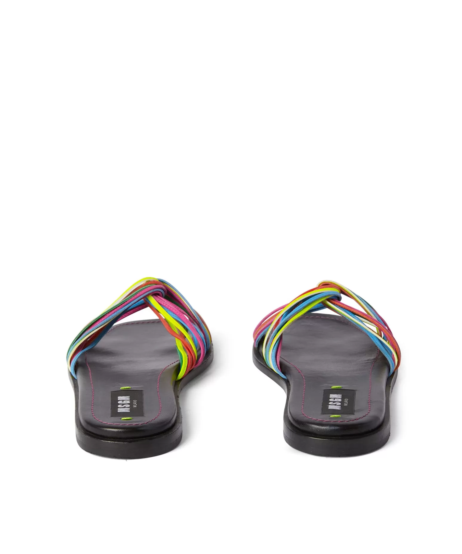 Donna MSGM Ciabatta In Capretto Con Fascia Ad Intreccio Multicolor
