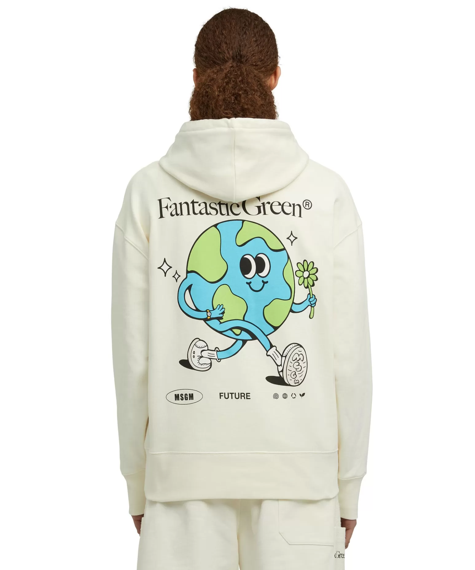 Donna MSGM Felpa Con Cappuccio In Cotone Organico Della Capsule Fantastic Gree
