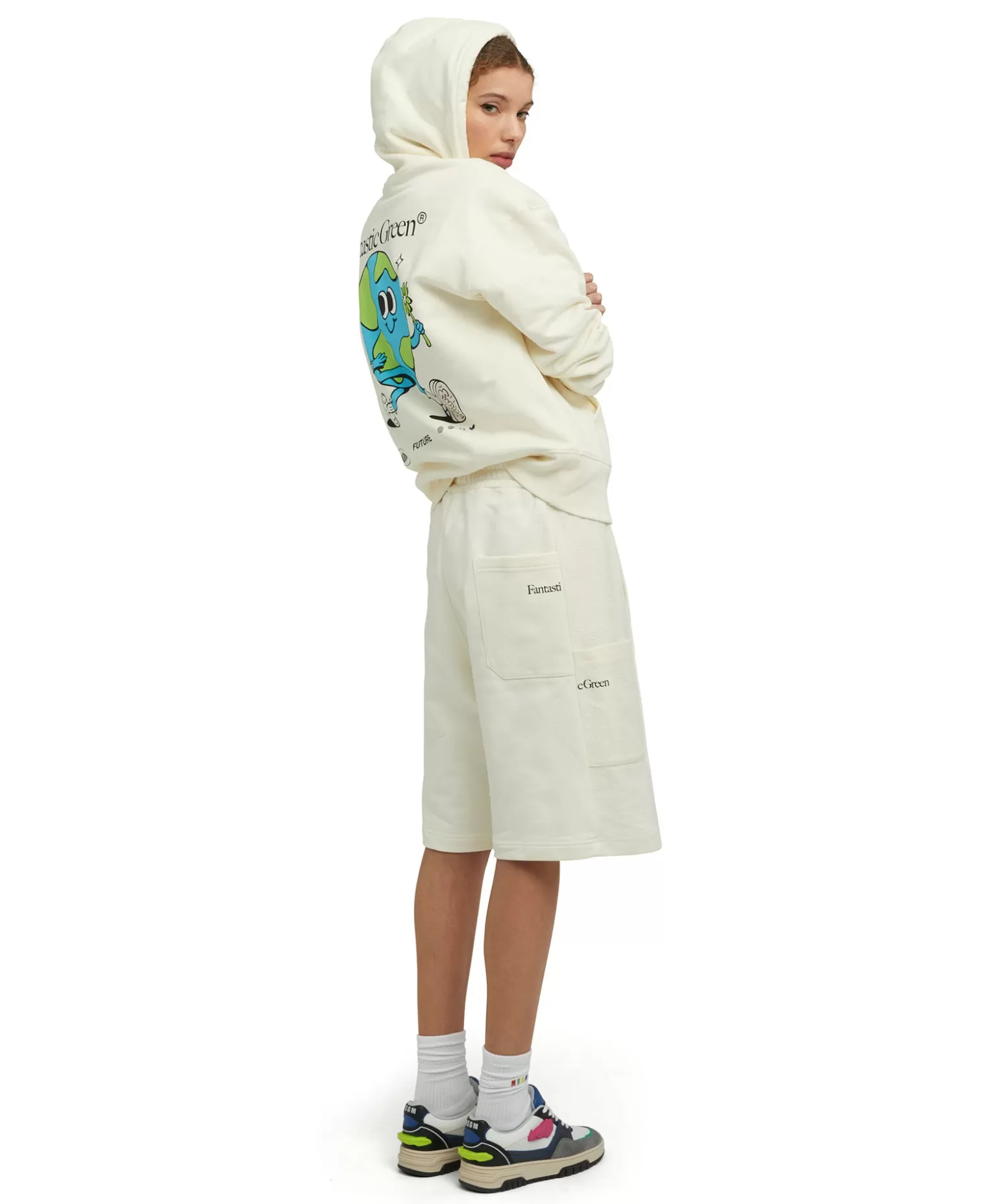 Donna MSGM Felpa Con Cappuccio In Cotone Organico Della Capsule Fantastic Gree