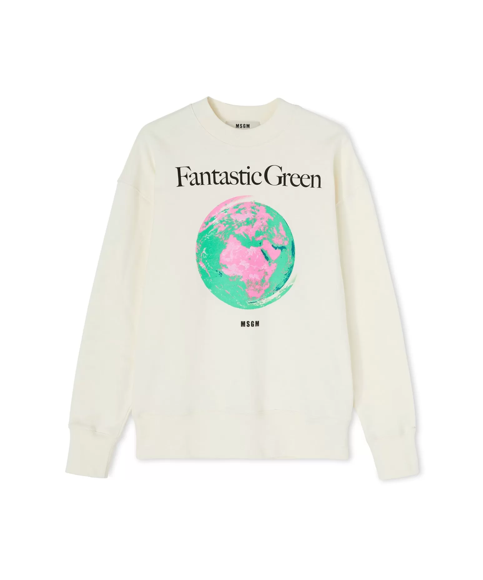 Donna MSGM Felpa Girocollo In Cotone Organico Della Capsule Fantastic Green