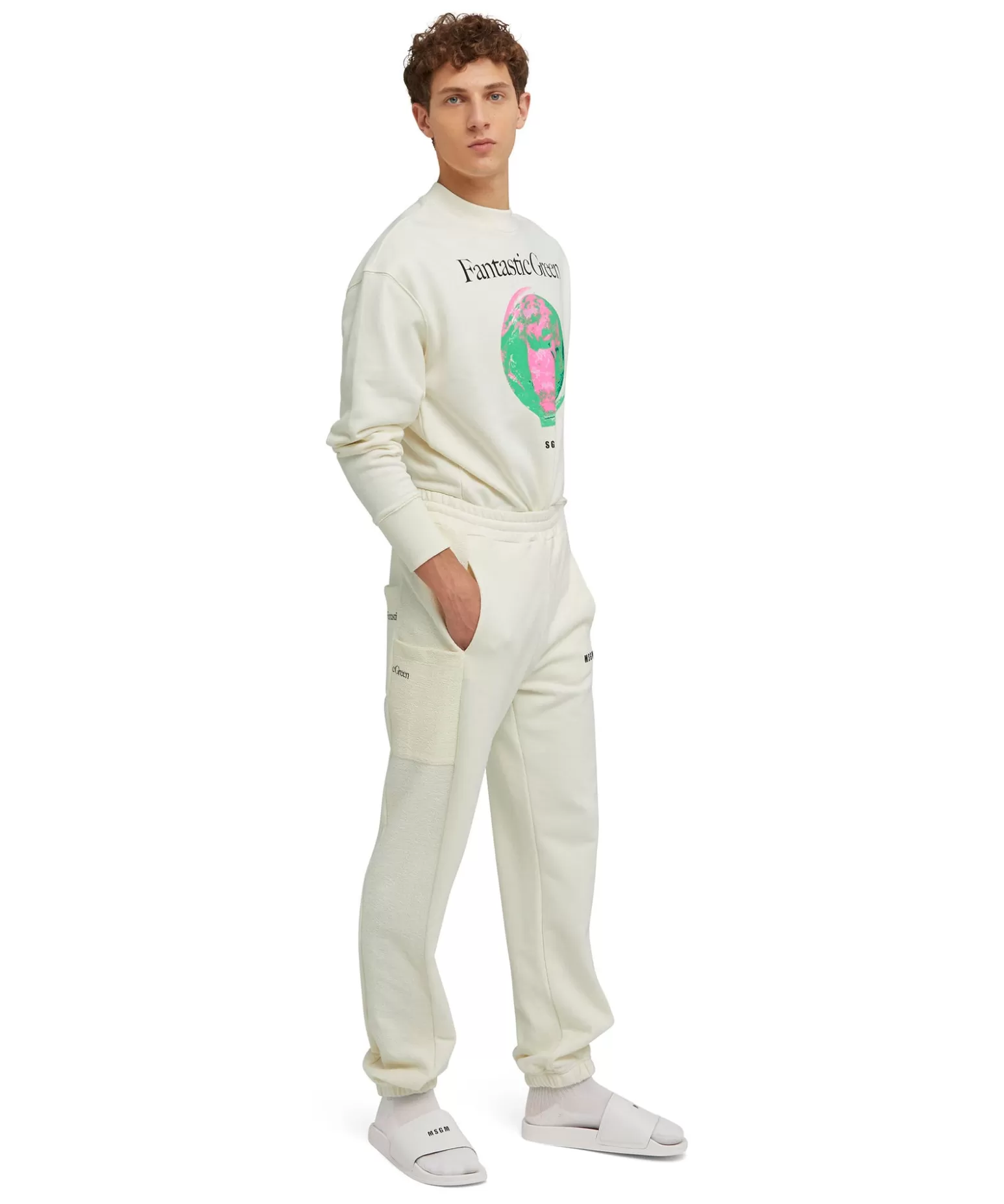 Donna MSGM Felpa Girocollo In Cotone Organico Della Capsule Fantastic Green