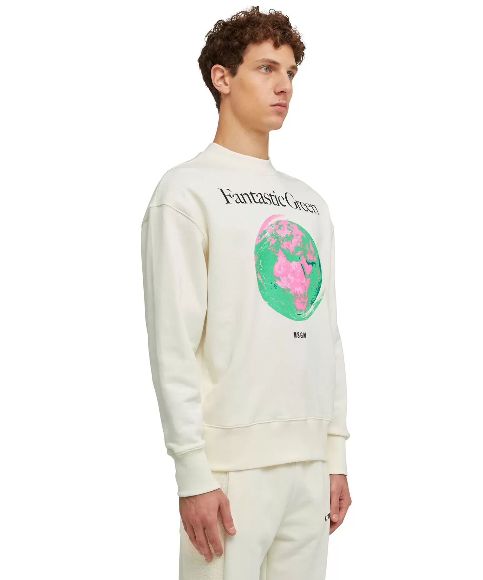 Donna MSGM Felpa Girocollo In Cotone Organico Della Capsule Fantastic Green
