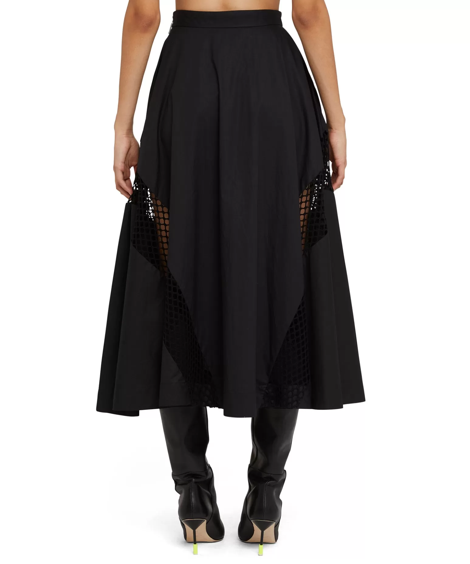 Donna MSGM Gonna Midi A Ruota In Cotone Con Dettagli A Rete