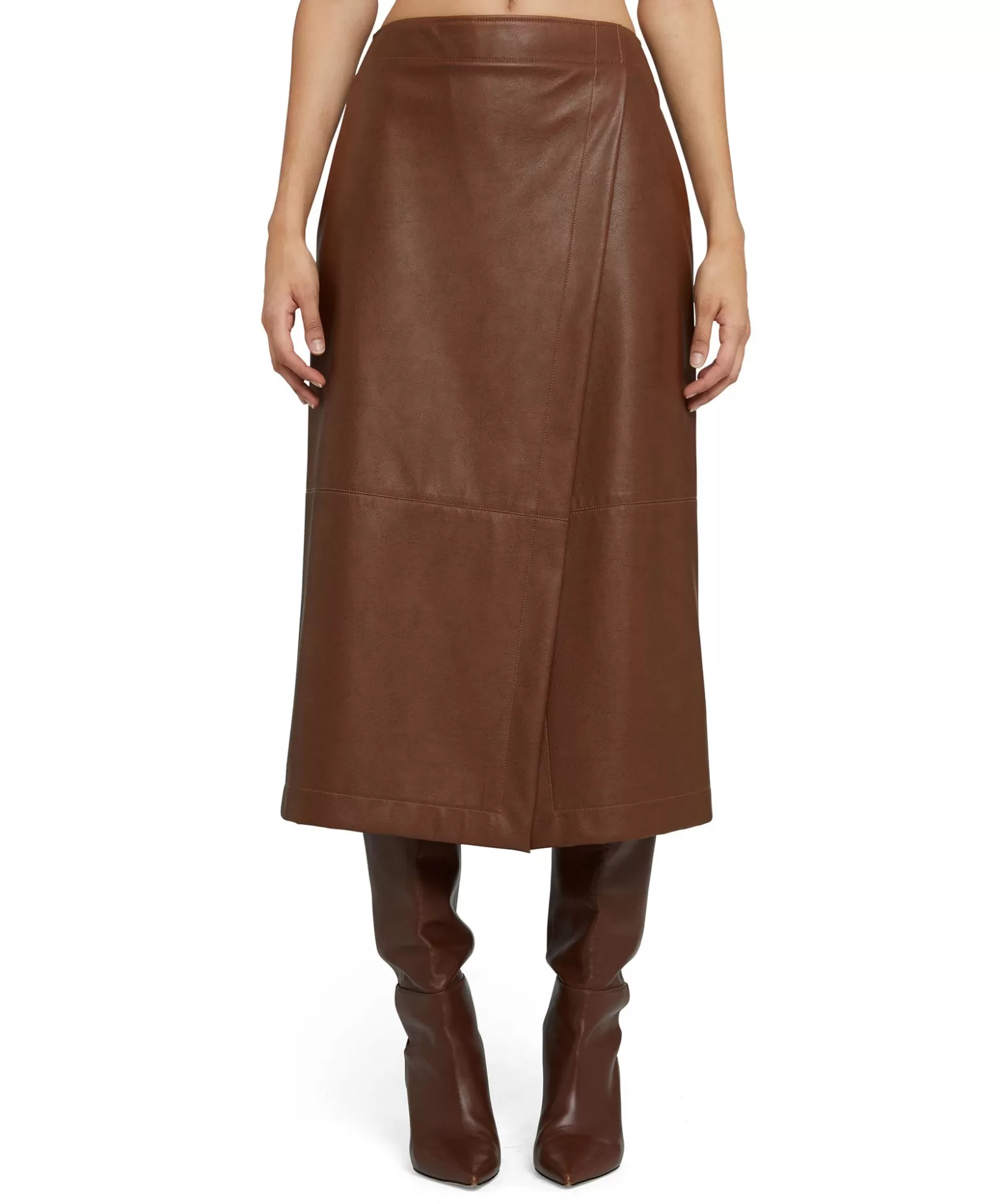 Donna MSGM Gonna Midi In Eco-Pelle Con Design A Portafoglio E Spacco Frontale