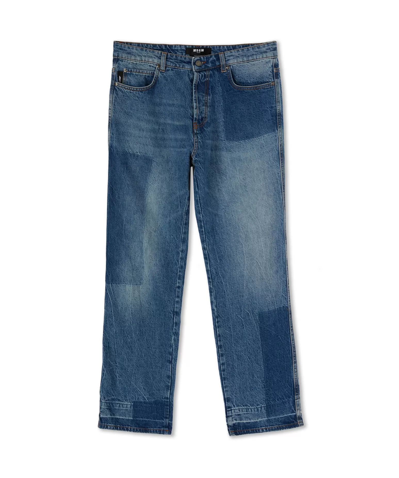 Uomo MSGM Jeans A Gamba Dritta Con Lavorazione A Riserva Patchwork