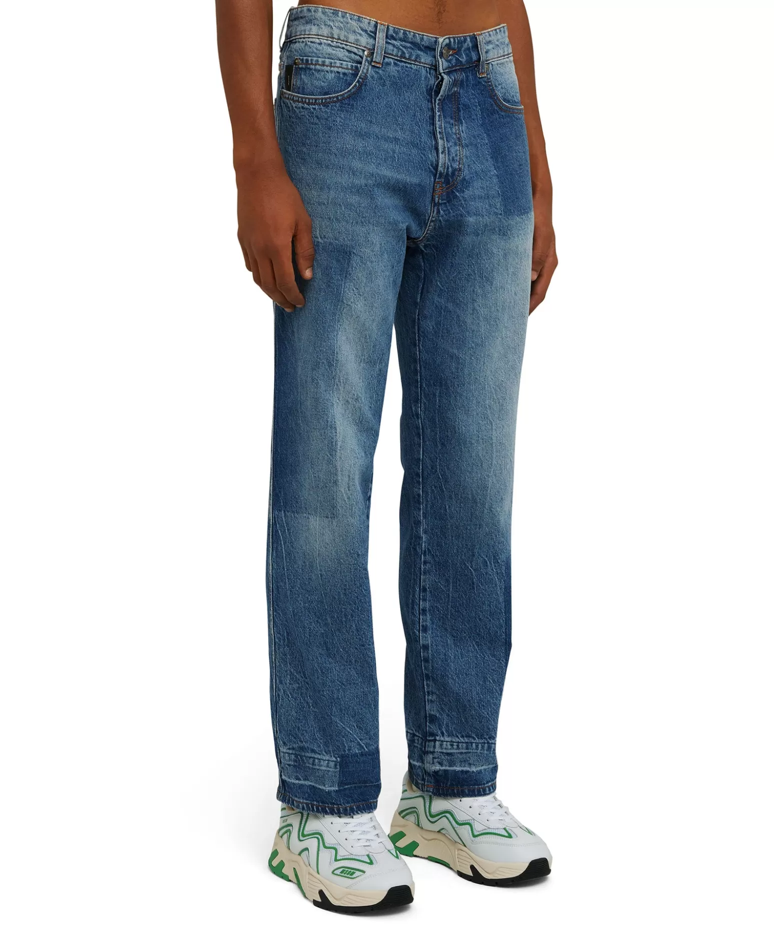 Uomo MSGM Jeans A Gamba Dritta Con Lavorazione A Riserva Patchwork