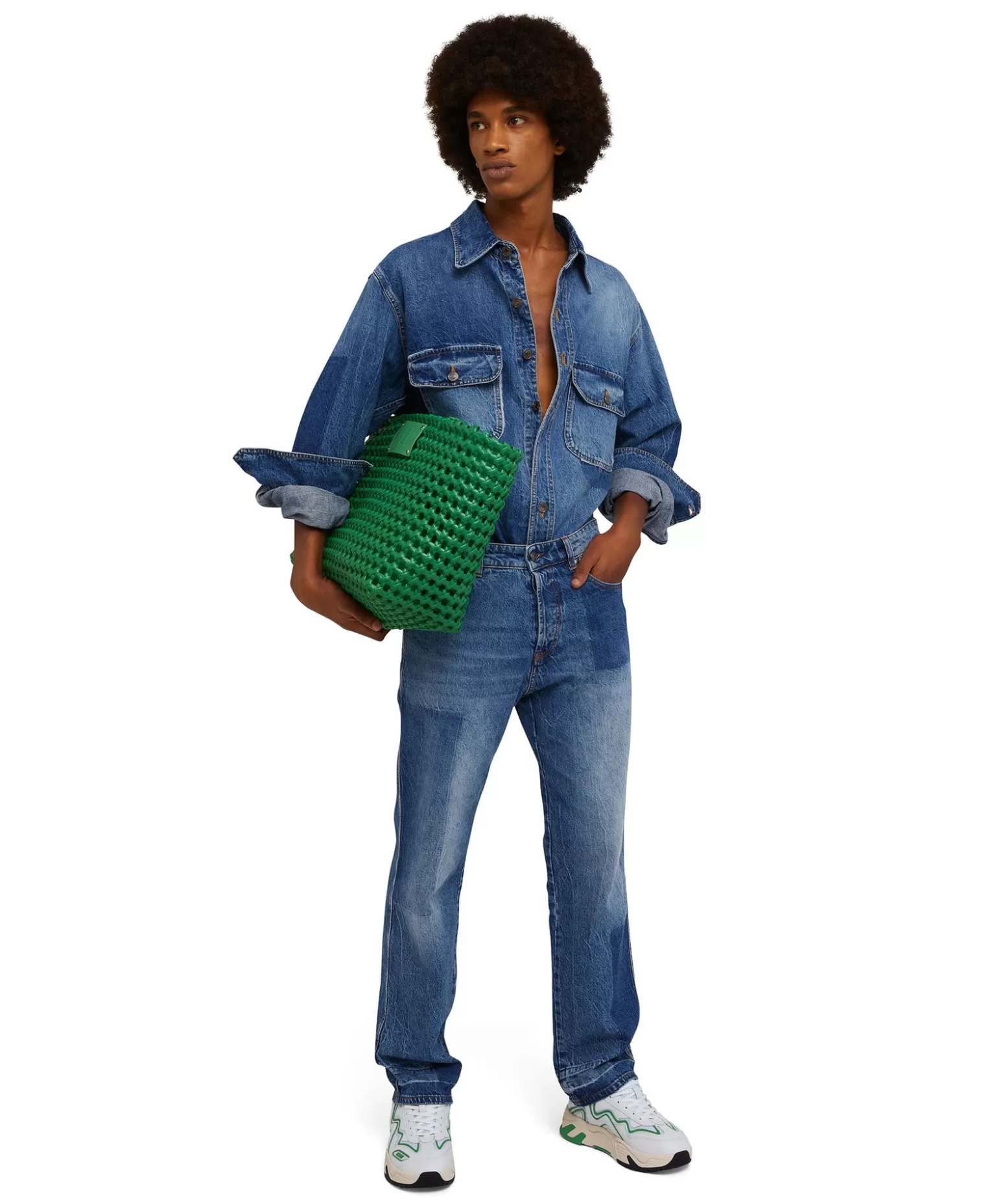 Uomo MSGM Jeans A Gamba Dritta Con Lavorazione A Riserva Patchwork