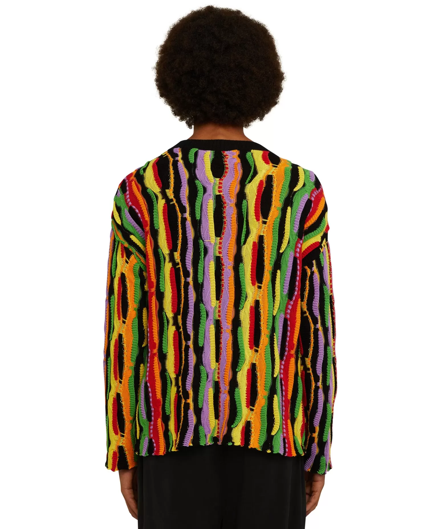 Uomo MSGM Maglione Girocollo In Maglia Di Cotone Con Rouches Multicolor