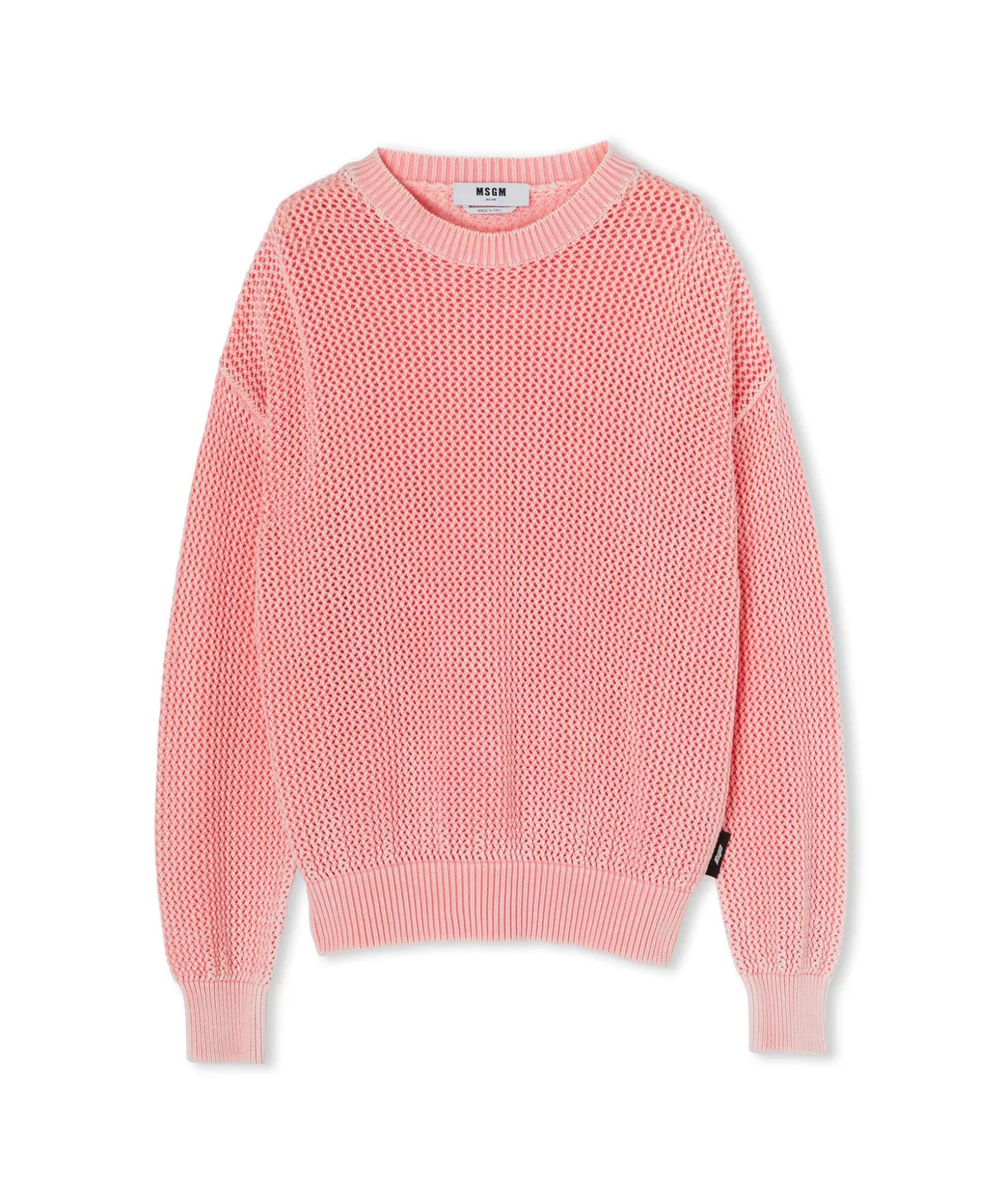 Uomo MSGM Maglione Girocollo In Maglia Di Cotone Overdyed Con Lavorazione A Rete