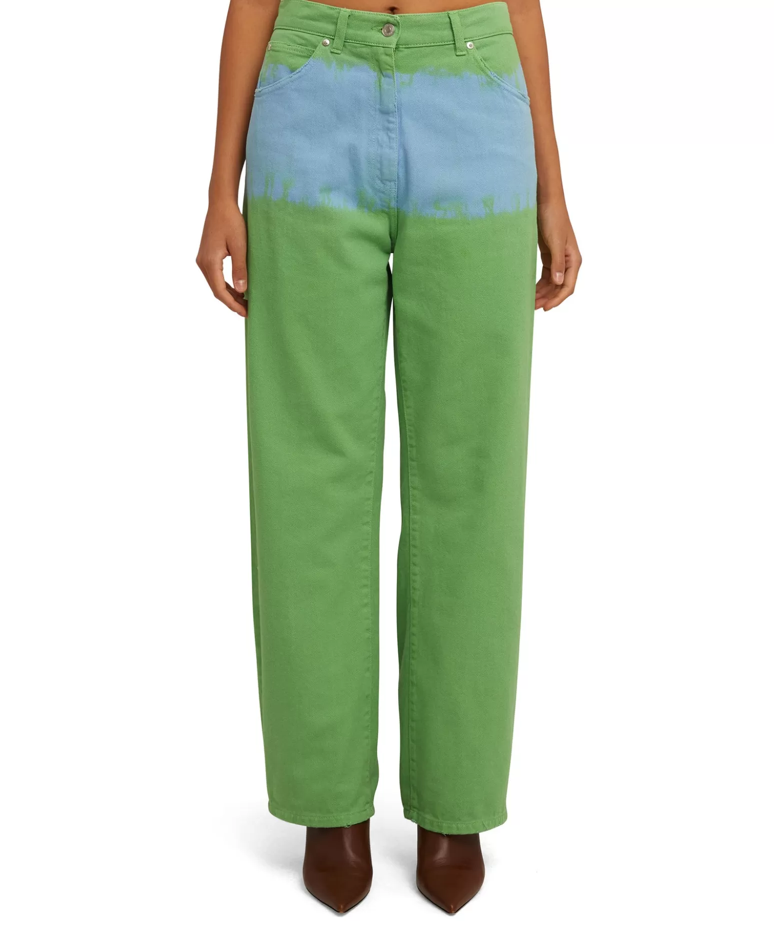 Donna MSGM Pantalone In Bull A Gamba Dritta Con Lavorazione "Tie Dye Bull"