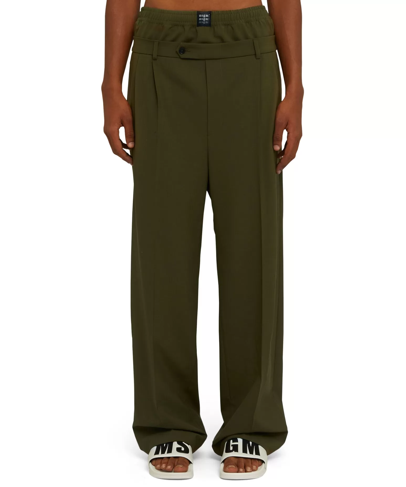 Uomo MSGM Pantaloni Tailoring Con Boxer Incorporato In Fresco Lana