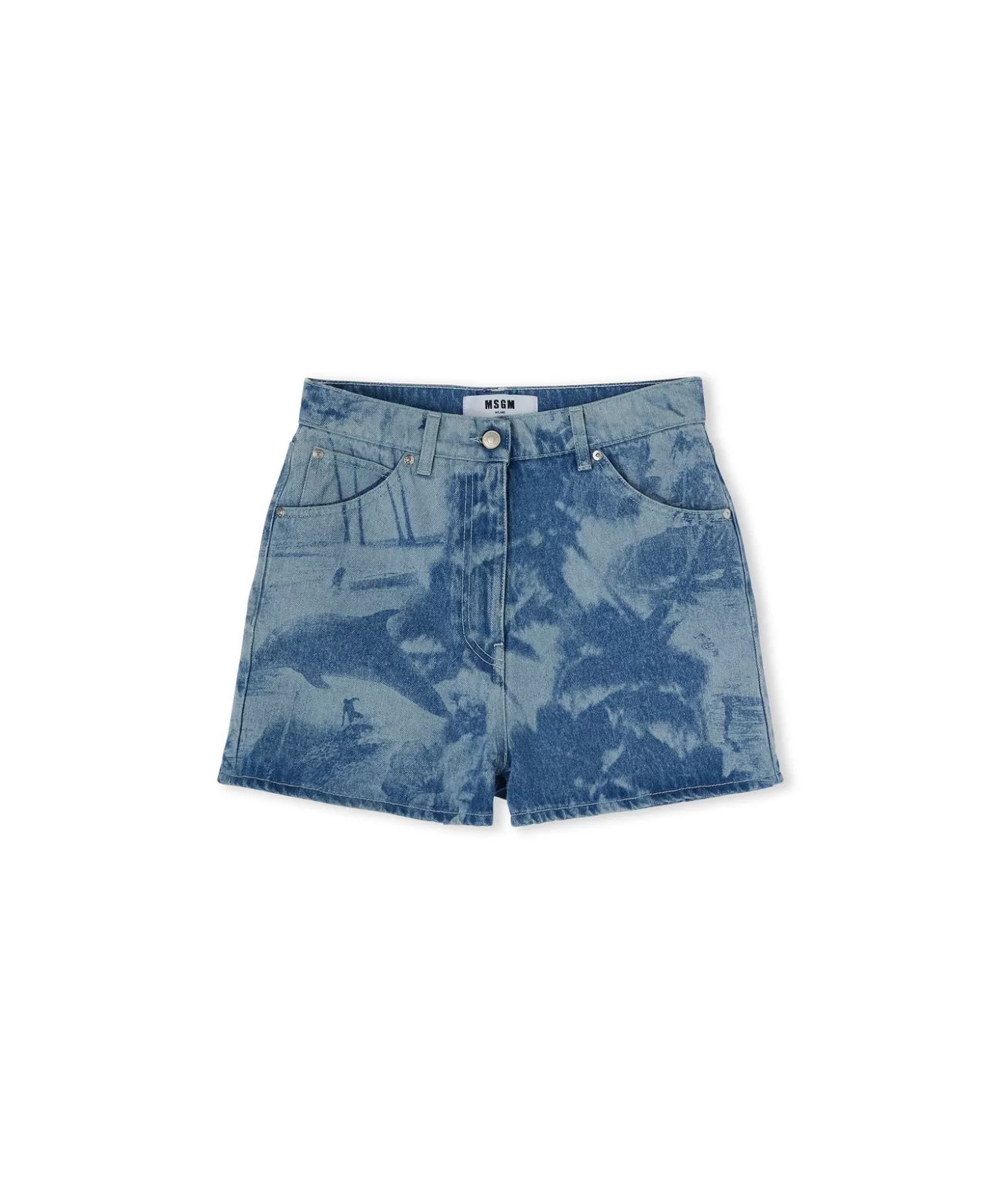 Donna MSGM Shorts Di Denim Con Lavorazione "Surfer" A Laser