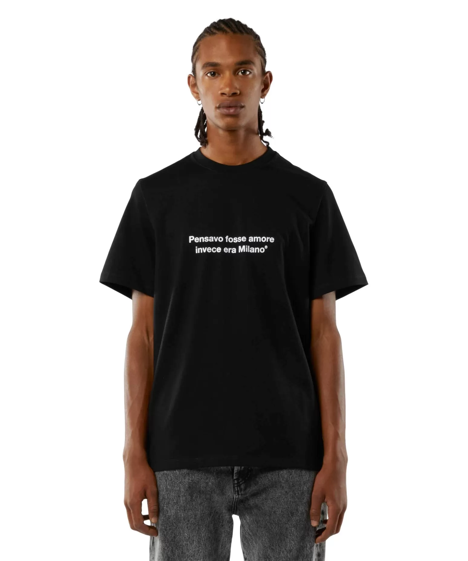 Donna MSGM T-Shirt Girocollo Con Quote "Pensavo Fosse Amore Invece Era Milano"