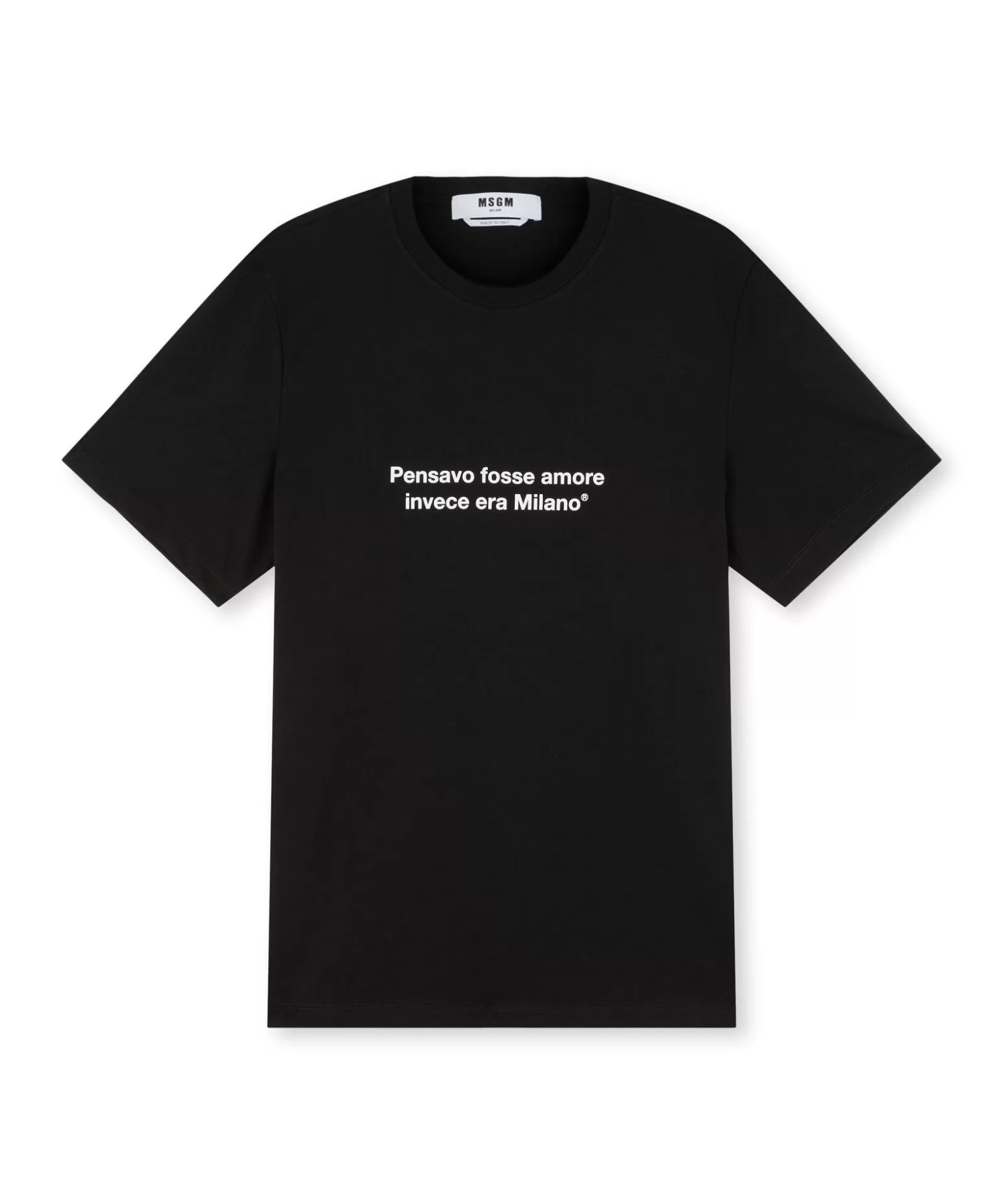 Donna MSGM T-Shirt Girocollo Con Quote "Pensavo Fosse Amore Invece Era Milano"