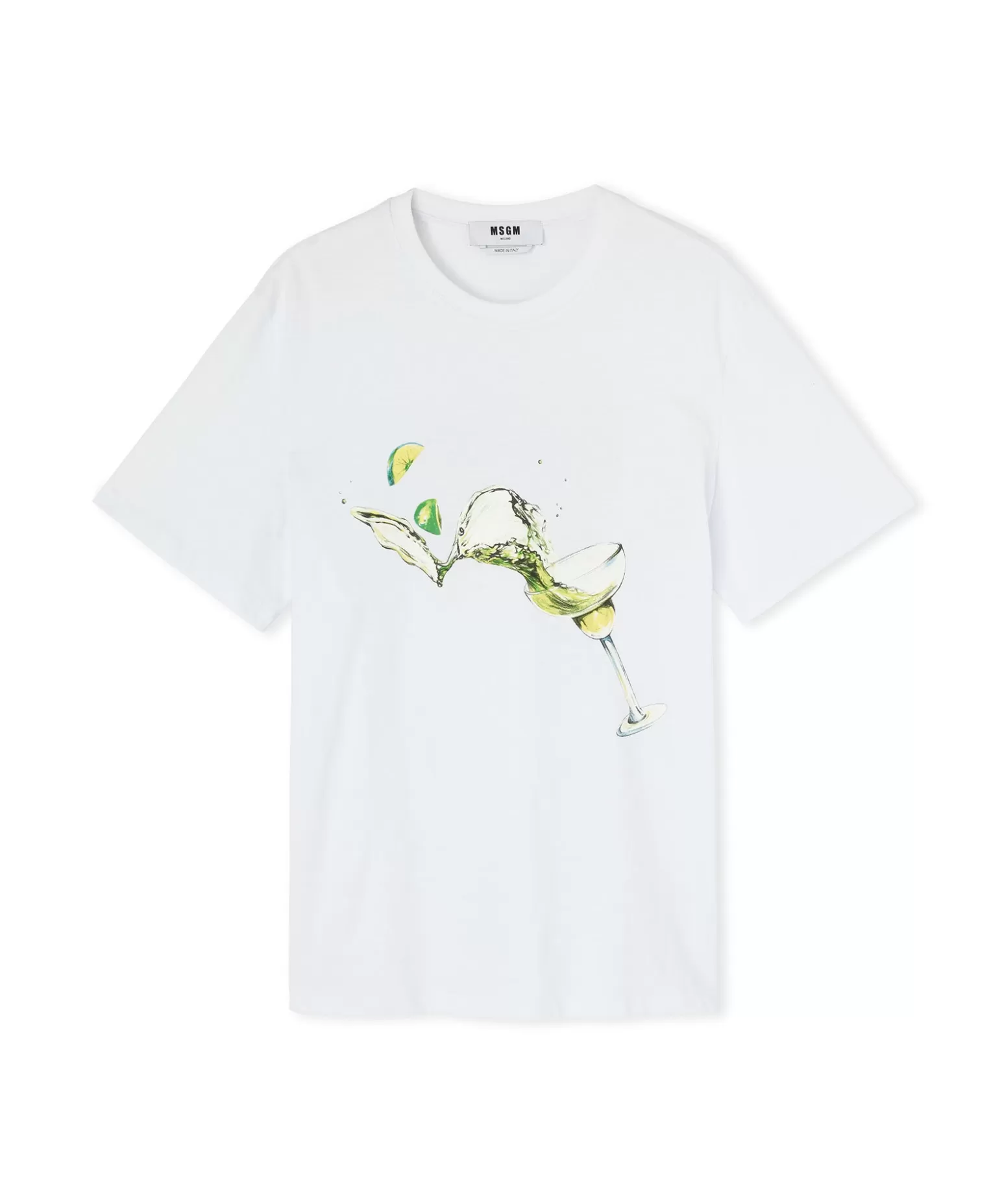 Uomo MSGM T-Shirt Girocollo In Cotone Con Grafica " Margarita" E "Club Paradiso"