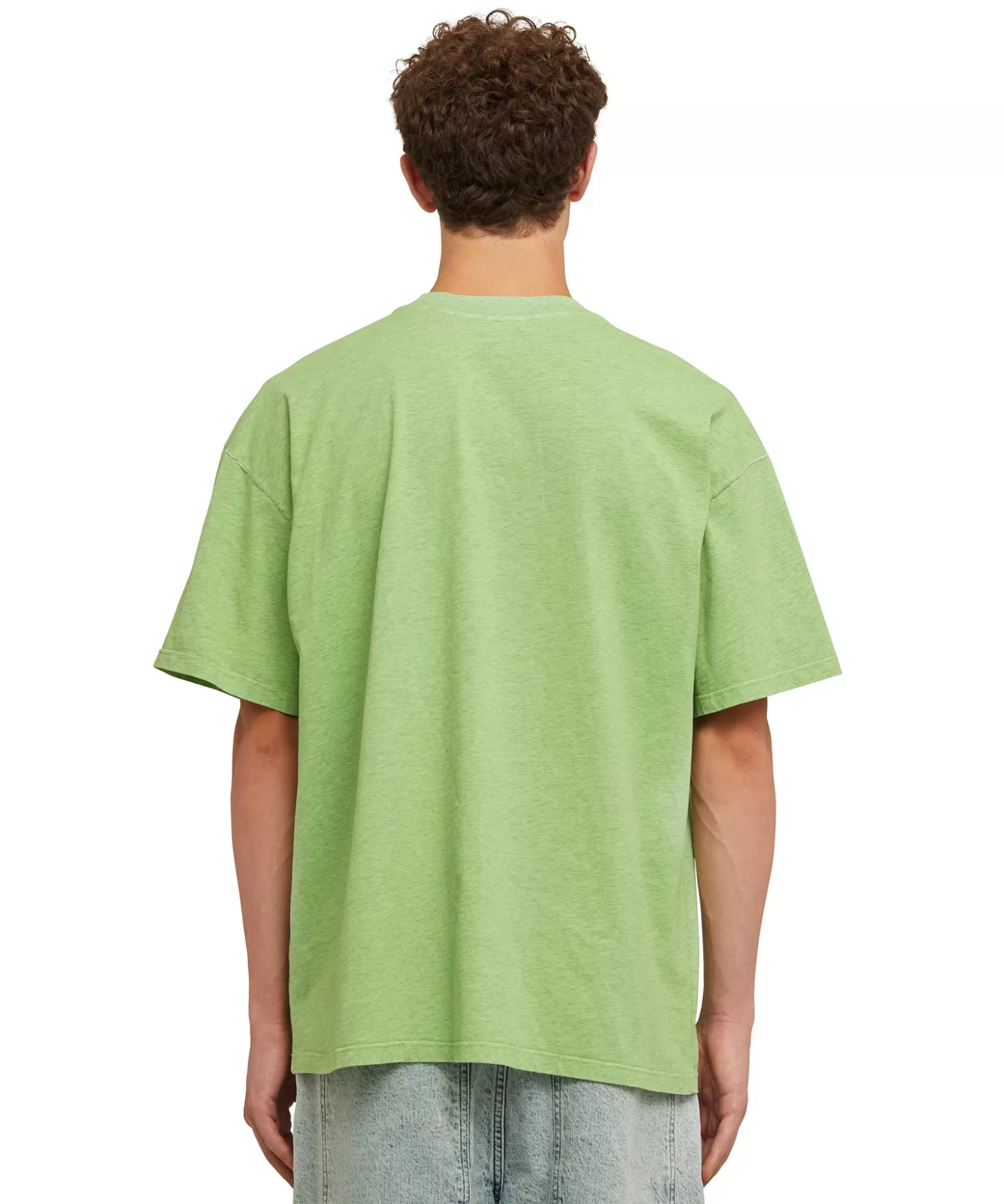 Uomo MSGM T-Shirt Girocollo In Cotone Melange Con Micro Logo Rainbow Ricamato