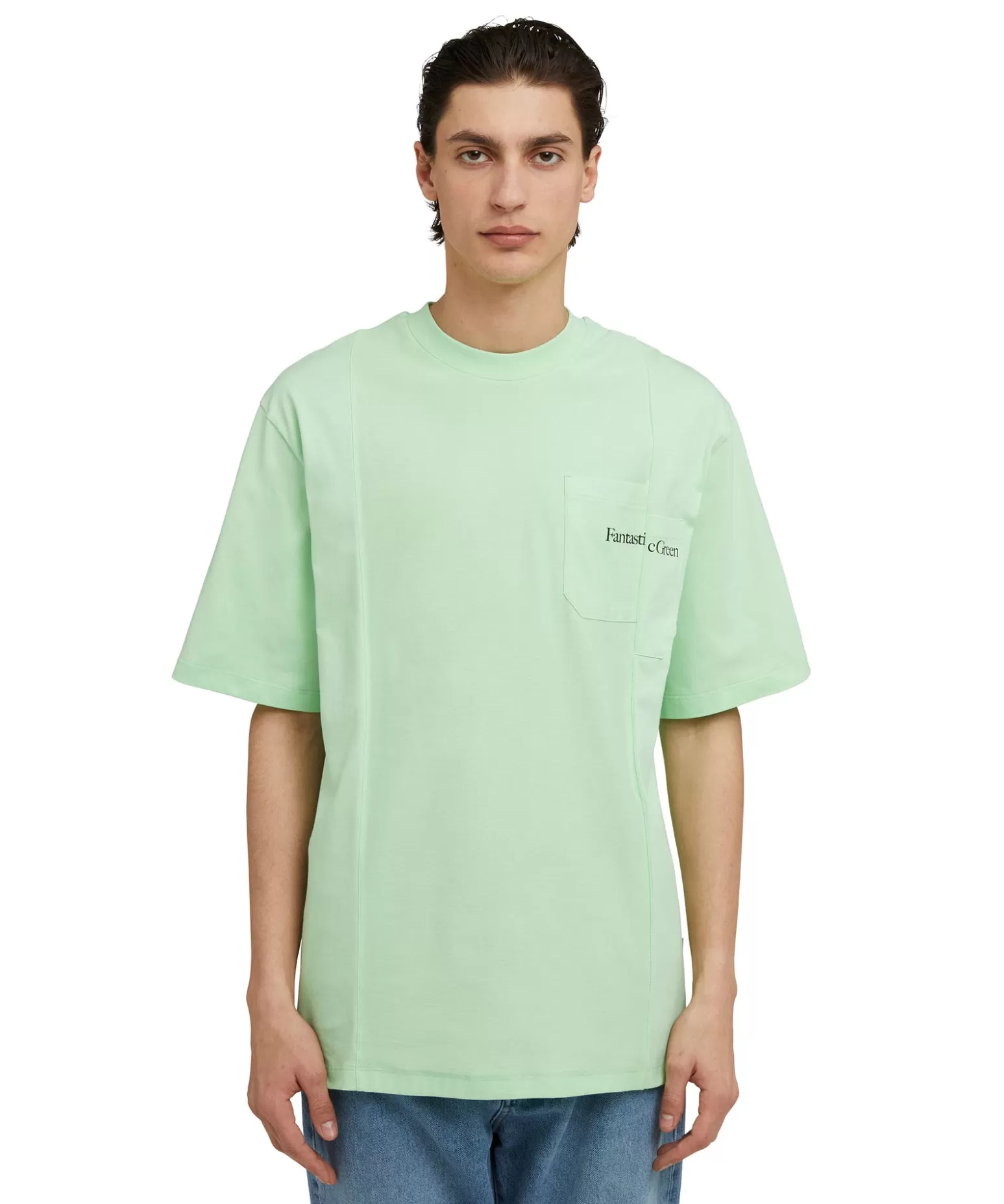 Uomo MSGM T-Shirt Girocollo In Cotone Organico Della Capsule Fantastic Green