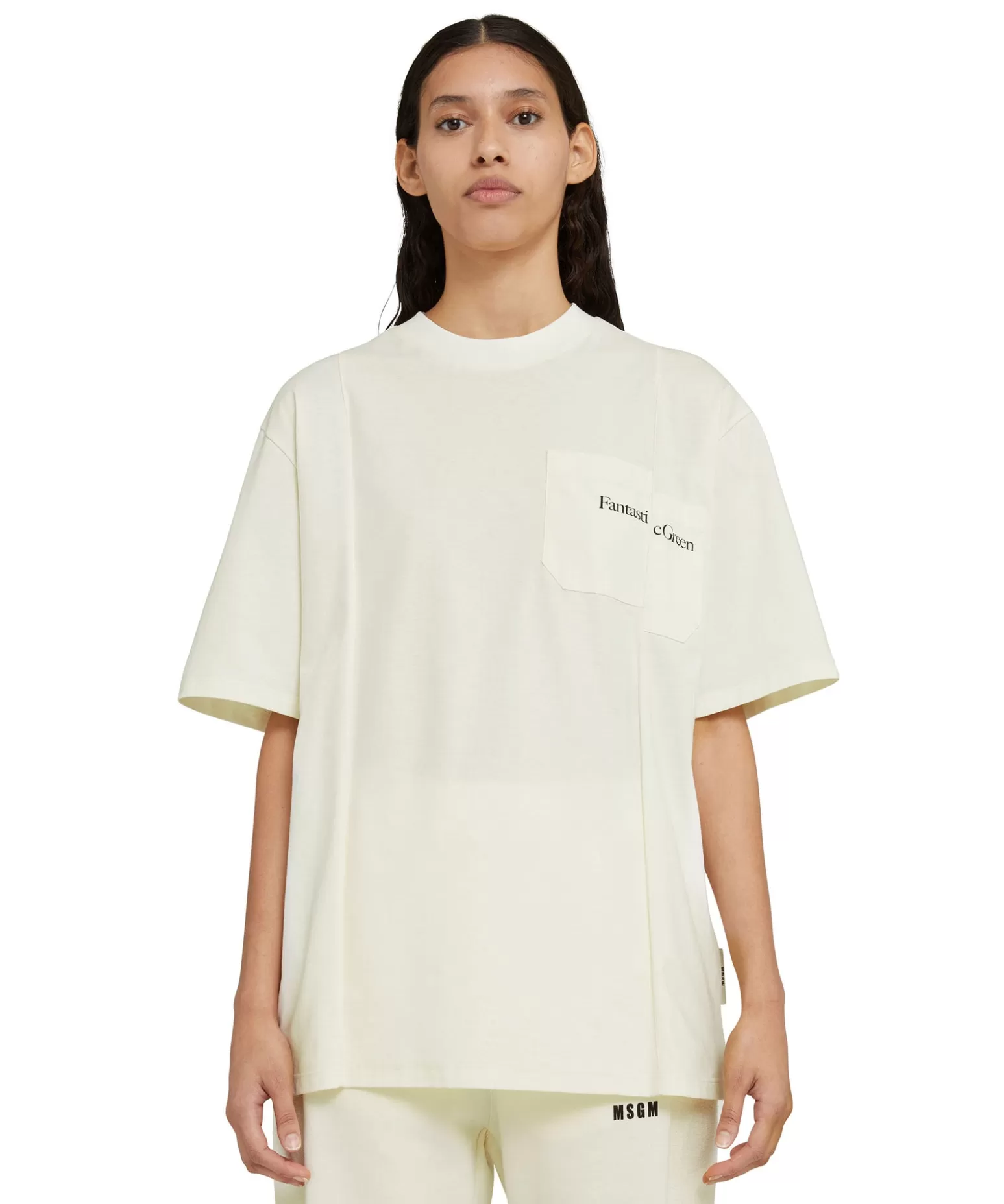 Uomo MSGM T-Shirt Girocollo In Cotone Organico Della Capsule Fantastic Green
