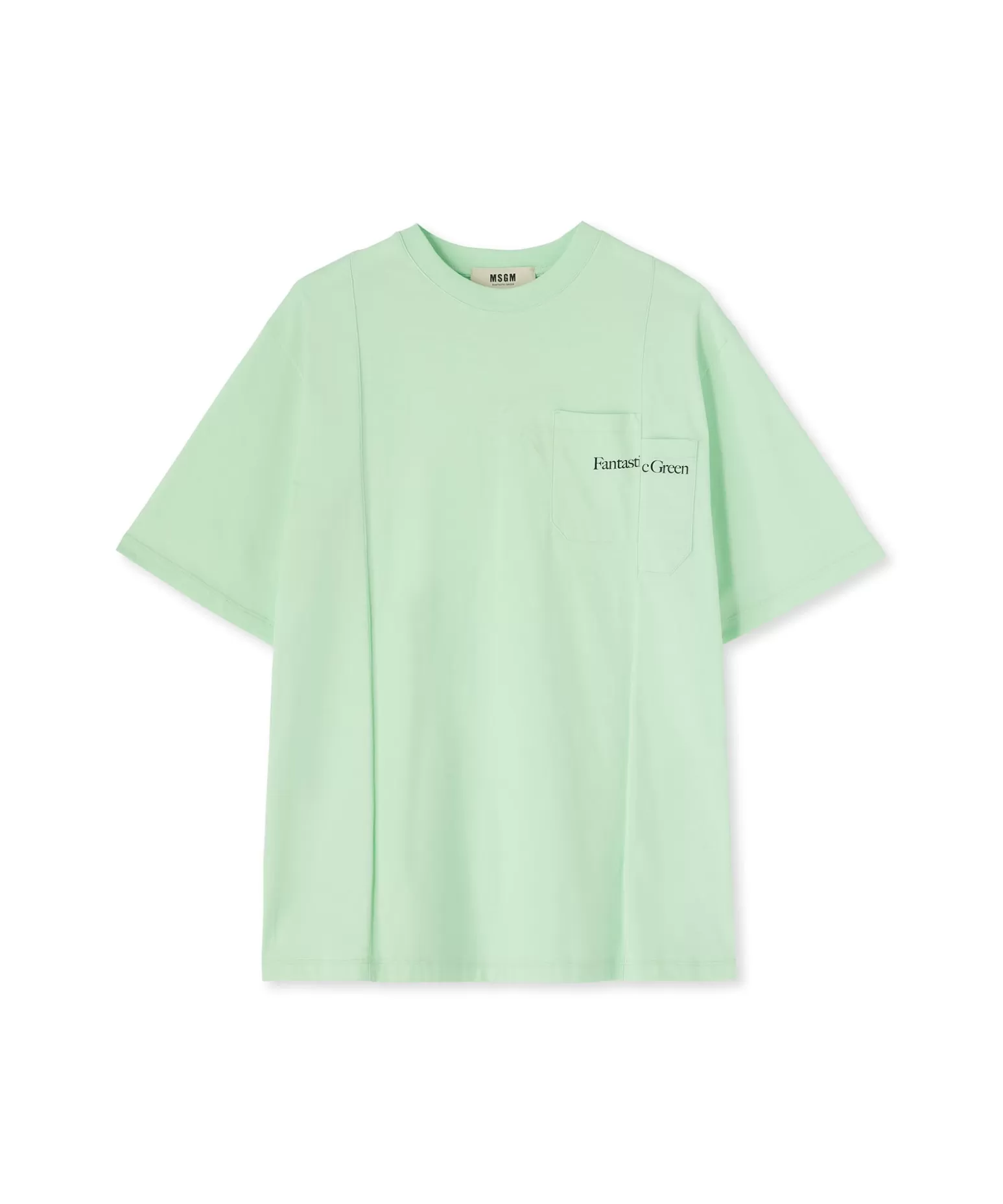 Uomo MSGM T-Shirt Girocollo In Cotone Organico Della Capsule Fantastic Green
