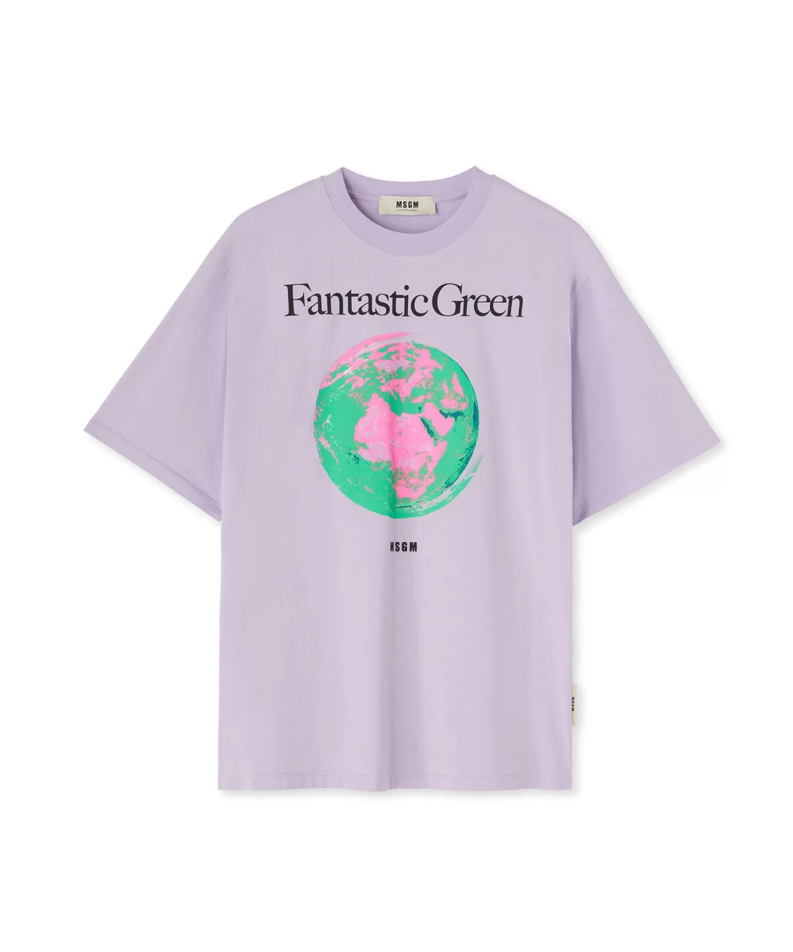 Uomo MSGM T-Shirt Girocollo In Cotone Organico Della Capsule Fantastic Green