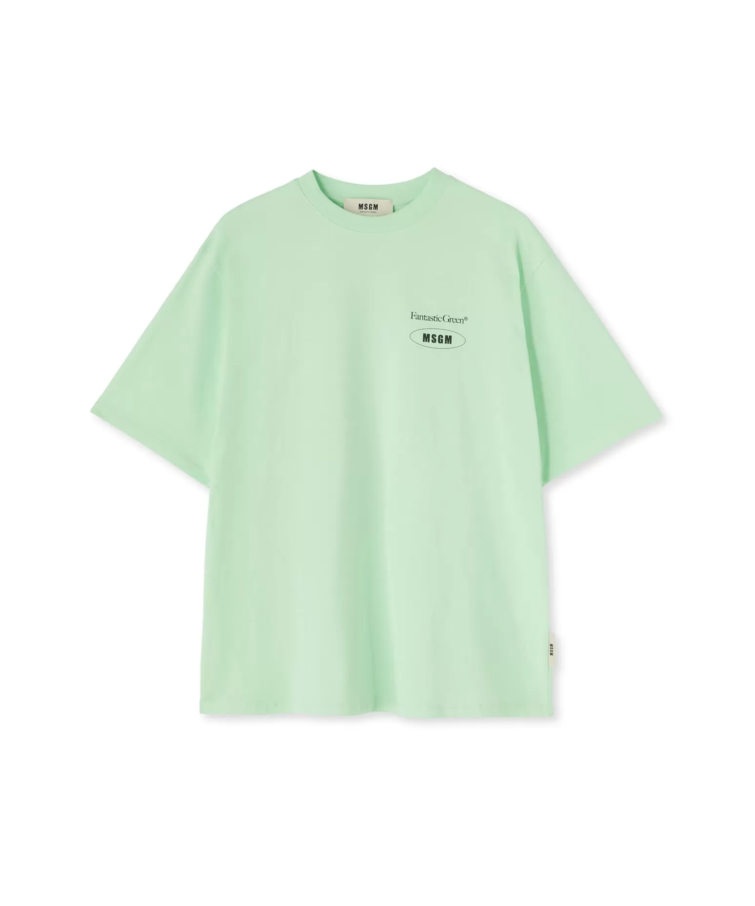 Uomo MSGM T-Shirt Girocollo In Cotone Organico Della Capsule Fantastic Green