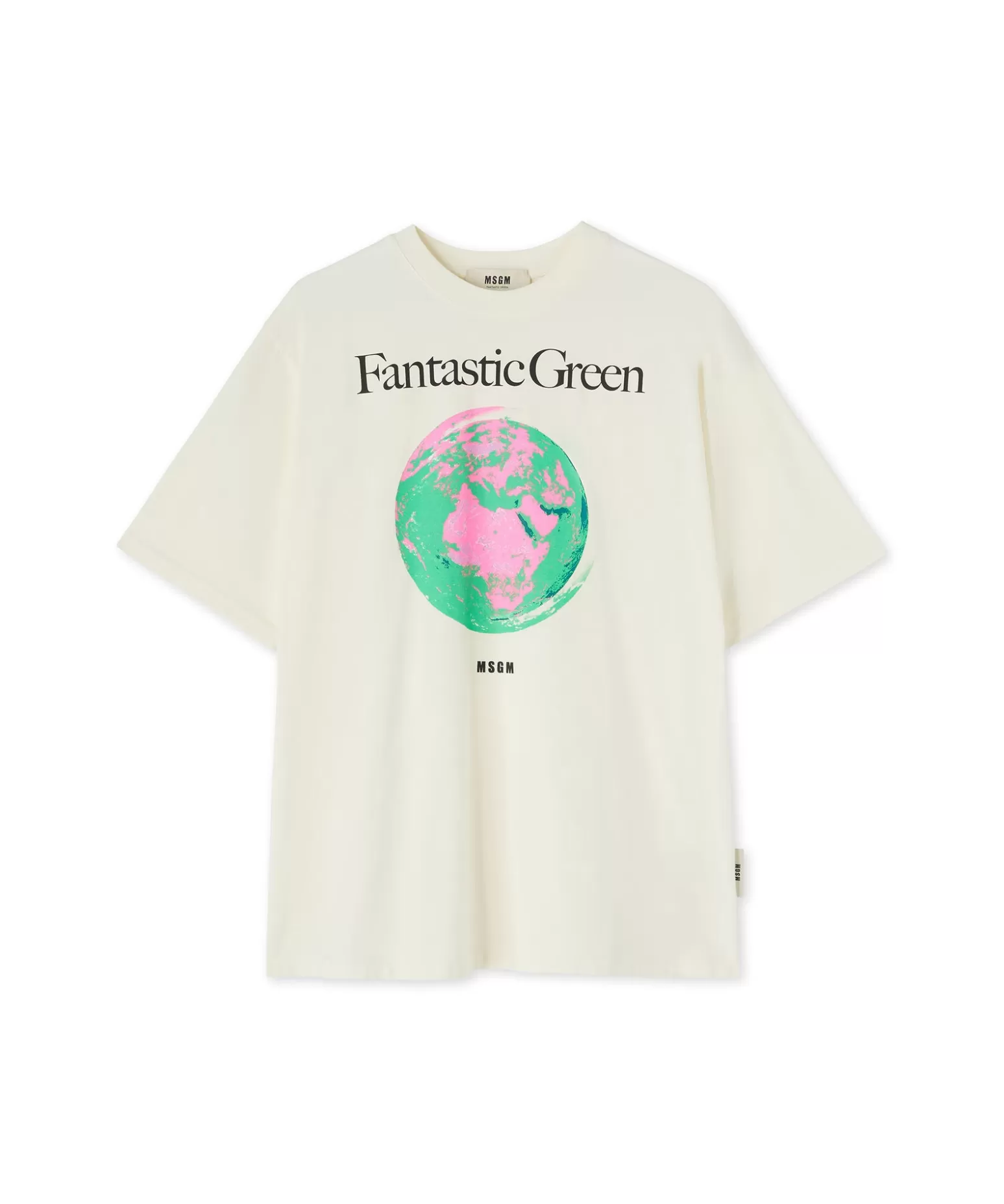 Uomo MSGM T-Shirt Girocollo In Cotone Organico Della Capsule Fantastic Green