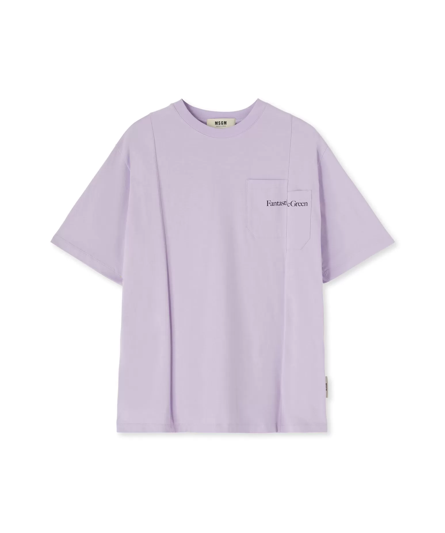 Uomo MSGM T-Shirt Girocollo In Cotone Organico Della Capsule Fantastic Green