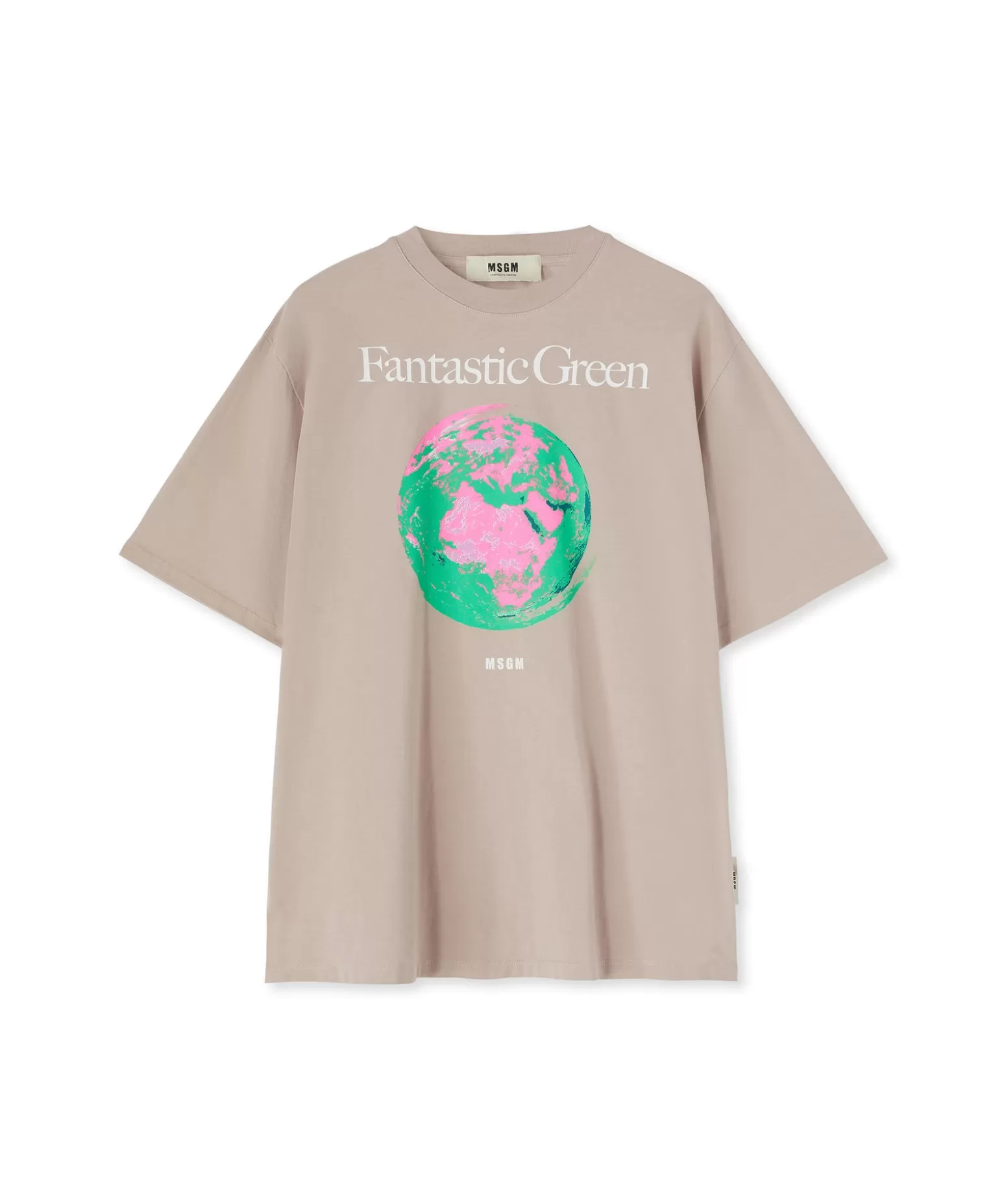 Uomo MSGM T-Shirt Girocollo In Cotone Organico Della Capsule Fantastic Green
