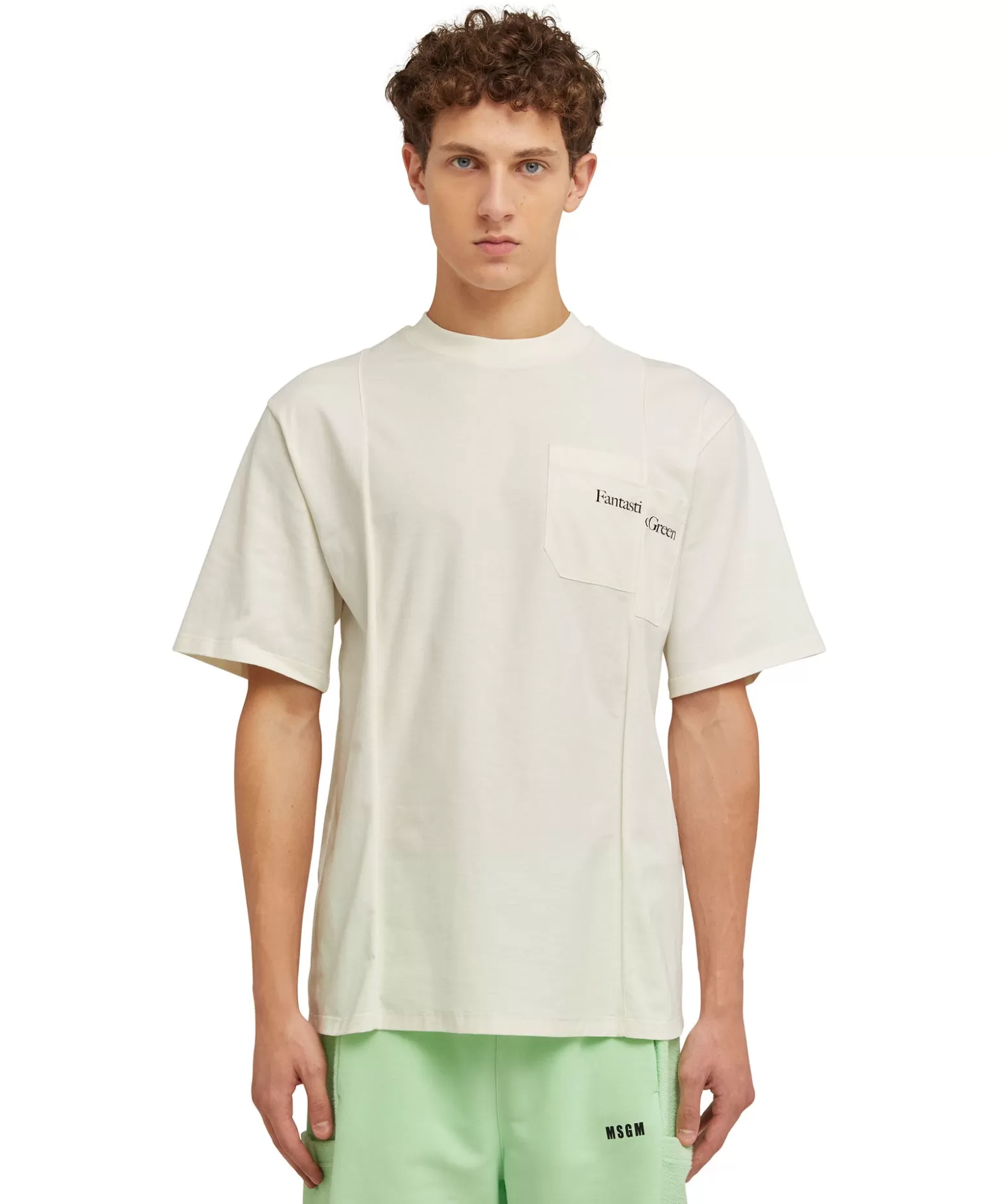 Uomo MSGM T-Shirt Girocollo In Cotone Organico Della Capsule Fantastic Green