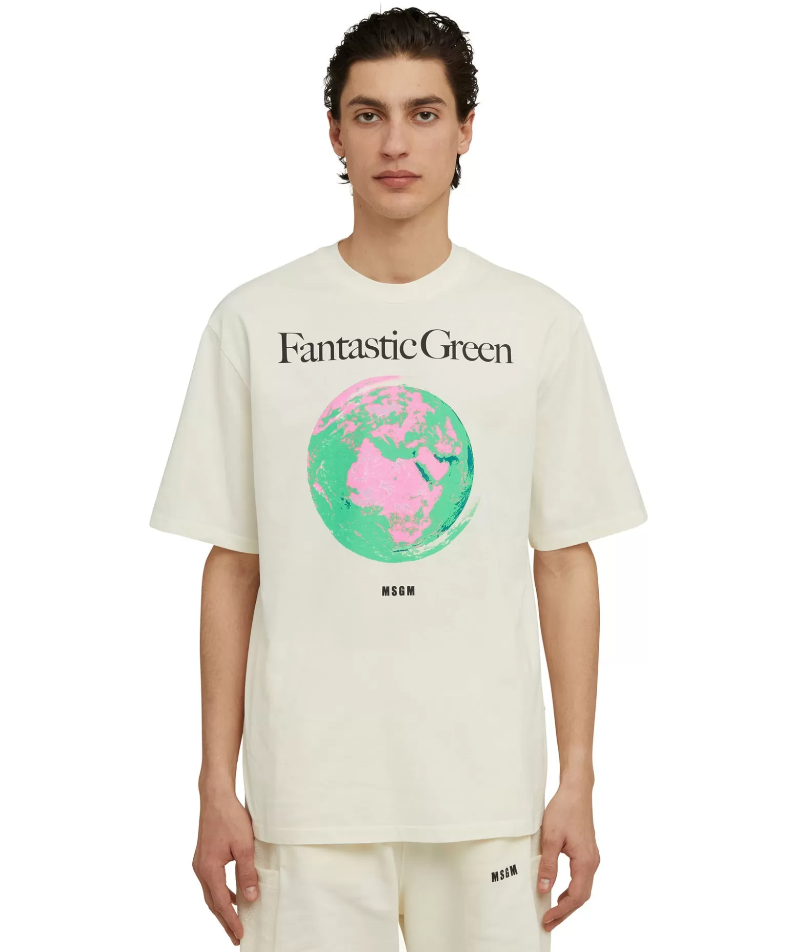 Donna MSGM T-Shirt Girocollo In Cotone Organico Della Capsule Fantastic Green