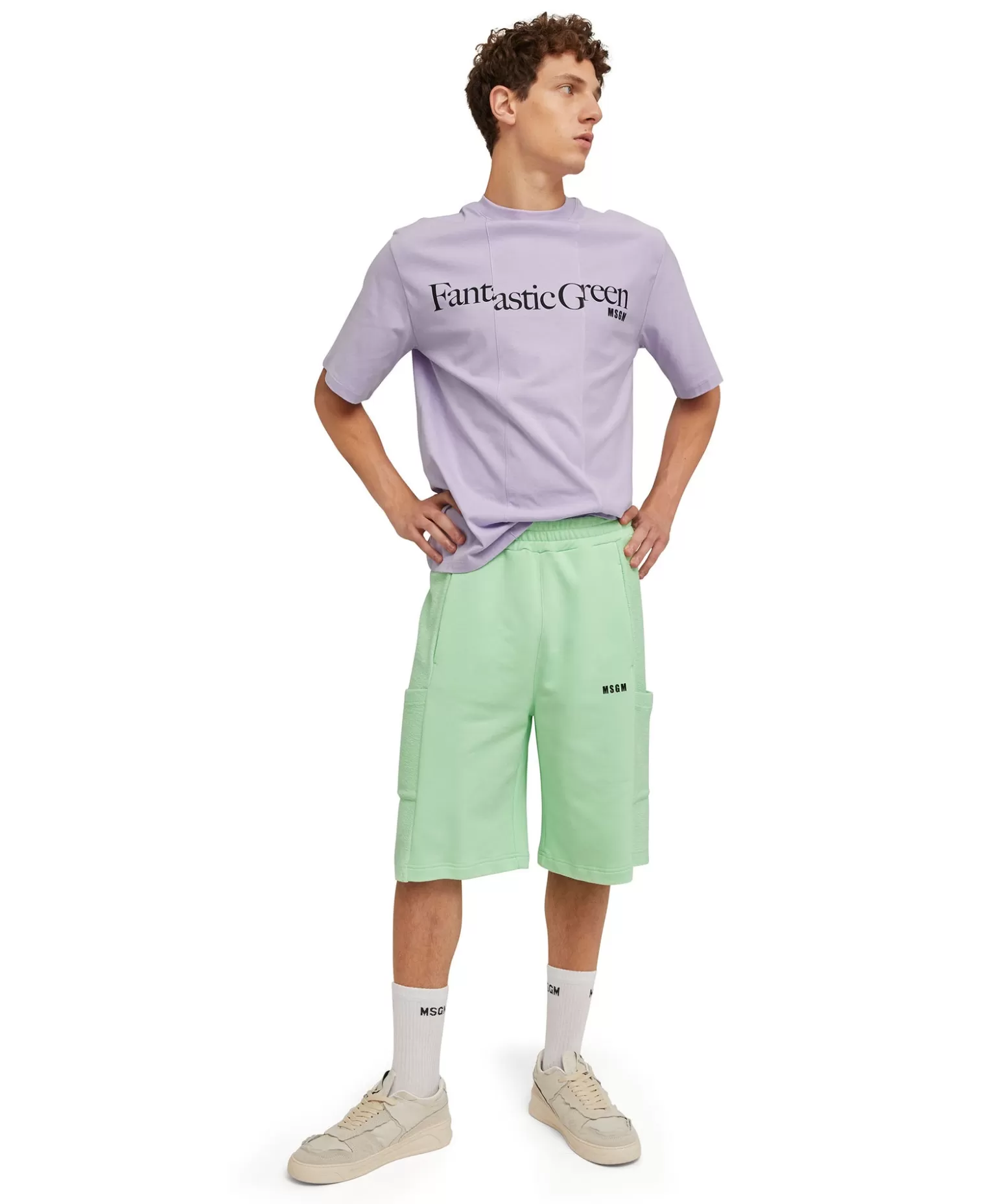 Donna MSGM T-Shirt Girocollo In Cotone Organico Della Capsule Fantastic Green