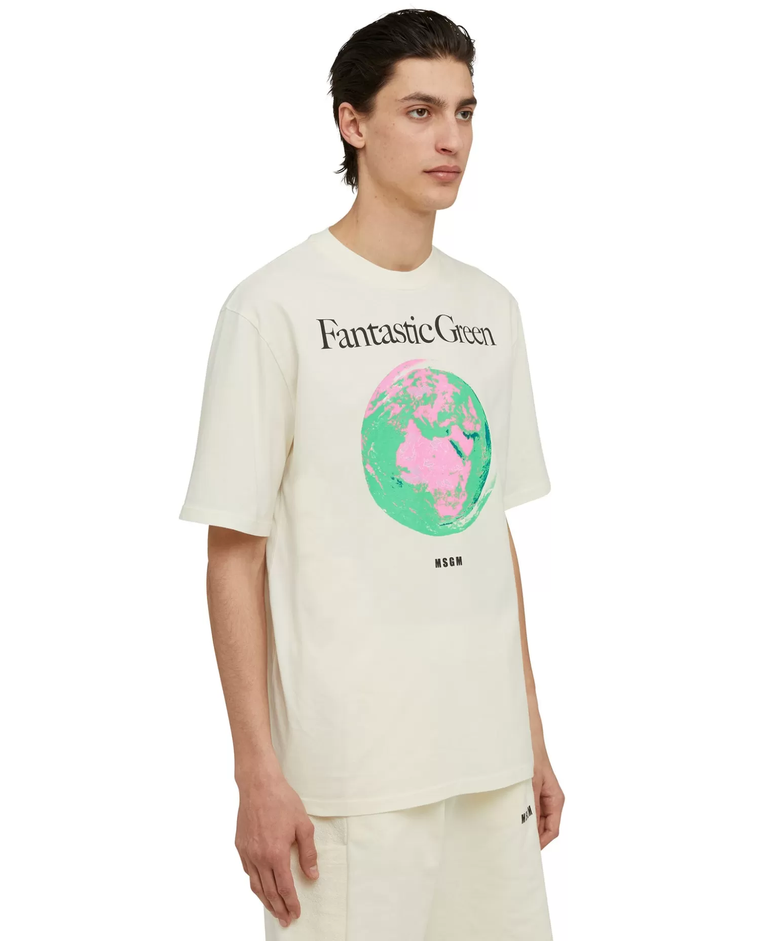 Donna MSGM T-Shirt Girocollo In Cotone Organico Della Capsule Fantastic Green