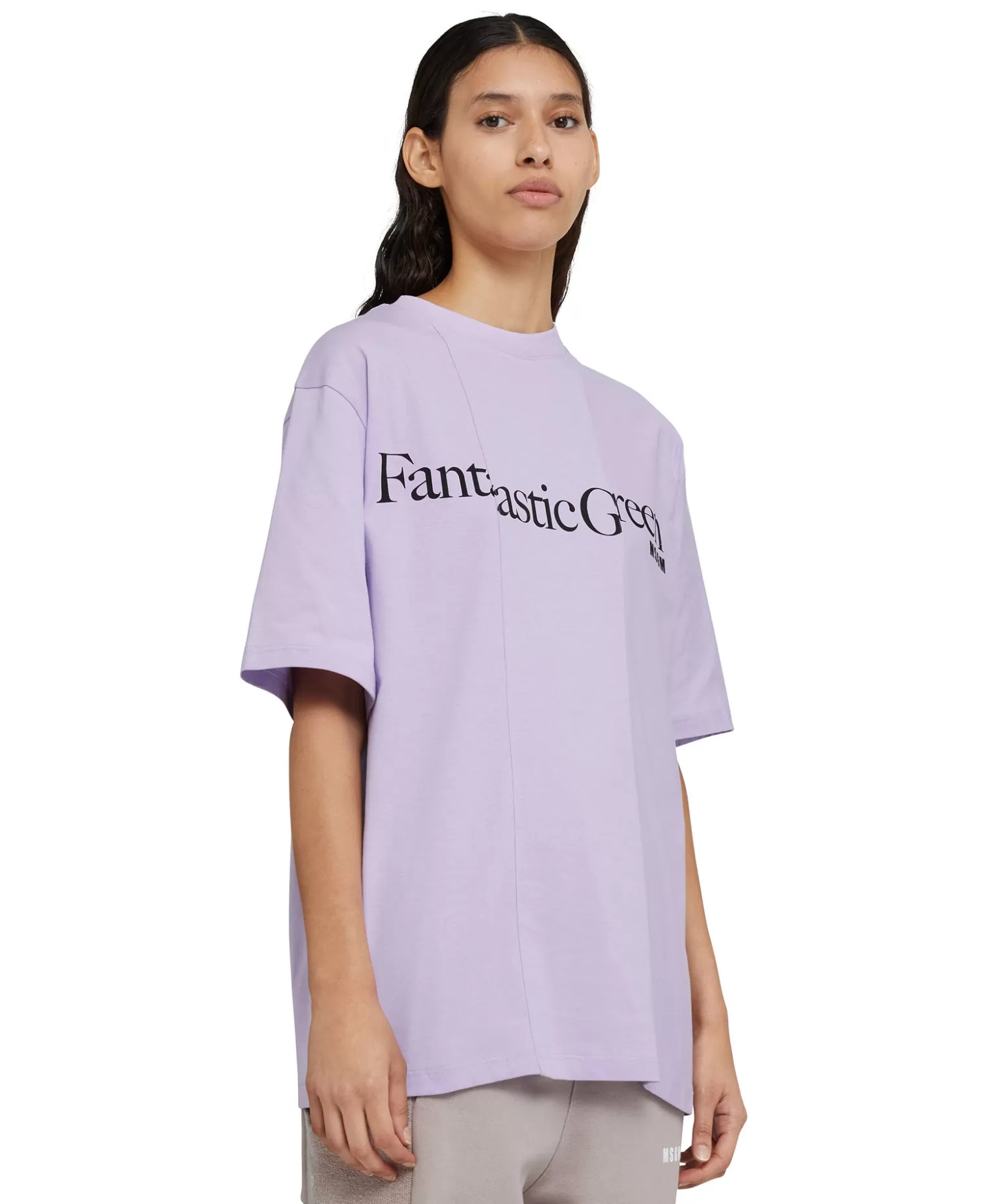 Donna MSGM T-Shirt Girocollo In Cotone Organico Della Capsule Fantastic Green